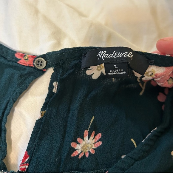 Madewell Floral Blouse - Green and Red - Picture 3 of 5